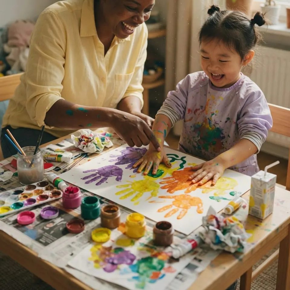 A child painting during a creative play activity
